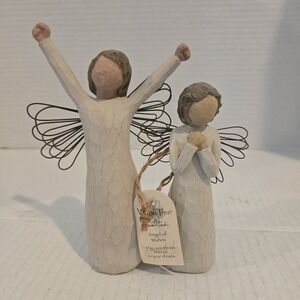 2‎ Y2K Willow Tree figurines Angel's Of Corage & Wishes DEMDACO Susan Lordi